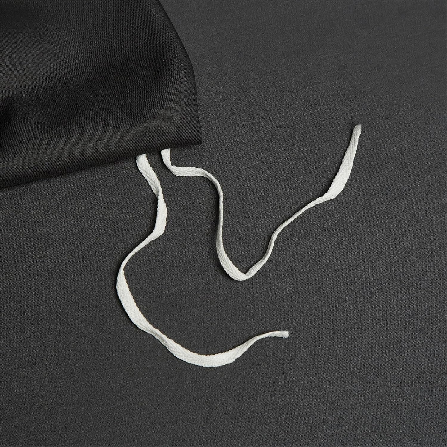 3pcs Bamboo Cooling Duvet Cover Queen Set Black - View 2